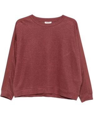 MAISON 123 Lisa Contrast-Panel Drop-Shoulder Top - Red