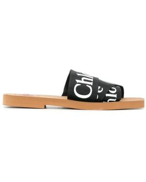 Chloé Woody Sandalen Mit Überkreuzten Riemen - Weiß