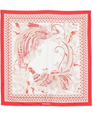 Ferragamo Bird Print Scarf - Red