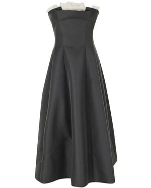 Alberta Ferretti Maxi Ruffled-Trim Strapless Dress - Black