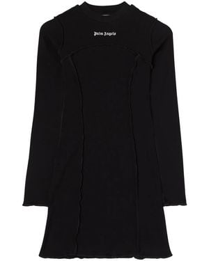 Palm Angels Logo Rib Cotton Dress - Black