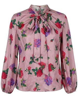 Valentino Garavani Blouse Fleurie À Col Lavallière - Pink