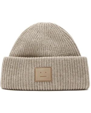 Acne Studios Square-Patch Beanie Hat - Grey