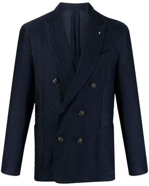 Lardini Blazer Doppiopetto Con Placca Logo - Blu
