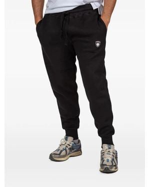PODHIO Shield Logo-Patch Drawstring Track Pants - Black