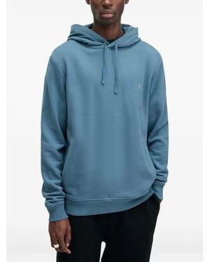 AllSaints Raven Logo-Embroidered Hoodie - Blue