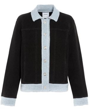 Barrie Suede-Effect Denim Jacket - Black