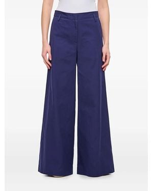 Alberto Biani Cotton Wide-Leg Trousers - Blue
