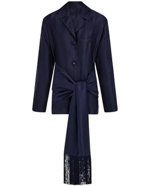 Ferragamo Silk Shirt Jacket - Blue