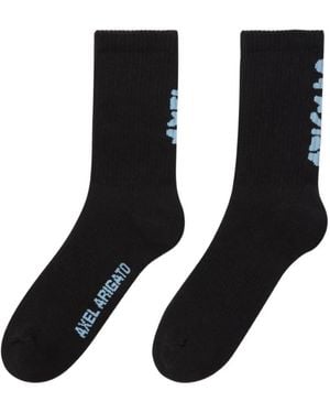 Axel Arigato Floral-Jacquard Logo-Print Socks - Black