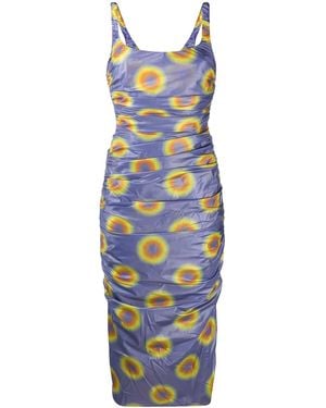 Maisie Wilen Ruched Gradient Polka Dot Dress - Blue