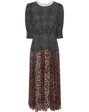 RIXO London "Meg" Dress Leopard Polka Dot - Grey