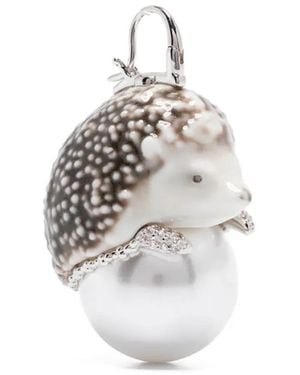 YVMIN Hedgehog Faux-Pearl Earrings - White