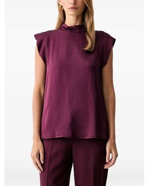 Fracomina Short-Sleeve Satin Top - Purple