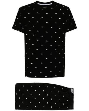 Lacoste Pijama Con Logo Bordado - Negro