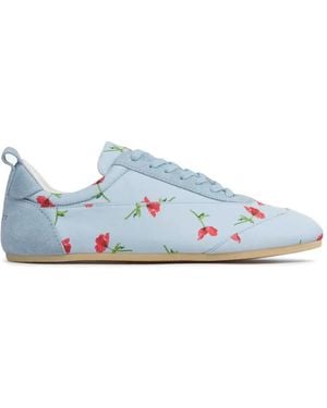 Jil Sander Floral-Print Lace-Up Trainers - Blue