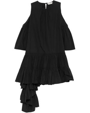 JW Anderson Cold-Shoulders Ruffled Asymmetric Dress - Black