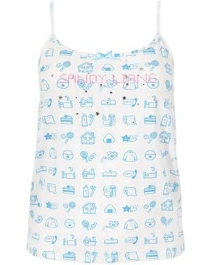 Sandy Liang Dashi Graphic-Print Tank Top - Blue