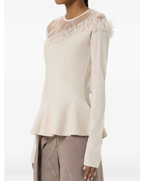 Blumarine Lace-Panel Peplum Jumper - Natural