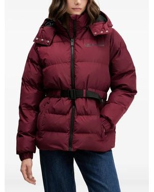 KARL LAGERFELD Belted Hooded Jacket - Red