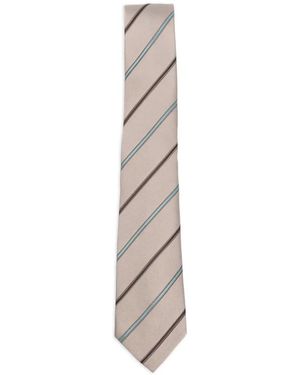 Canali Striped-Pattern Tie - White