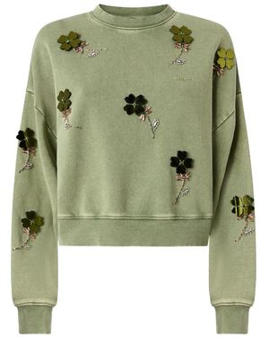 Pinko Kikoine Clover-Embellished Sweatshirt - Green