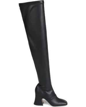 Chloé 80Mm Janis Stretch-Leather Square-Toe Boots - Black
