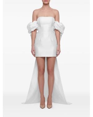 POST MERIDIEM Bow-Back Puff-Sleeve Mini Dress - White