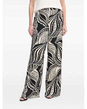 Joseph Ribkoff Abstract-Print Wide-Leg Palazzo Pants - White