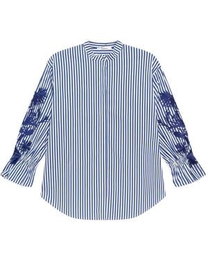 Maliparmi Striped Embroidered Shirt - Blue