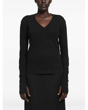 Thom Krom Layered-Detail V-Neck T-Shirt - Black
