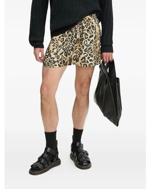 Nanushka Zijden Shorts Met Luipaardprint - Zwart