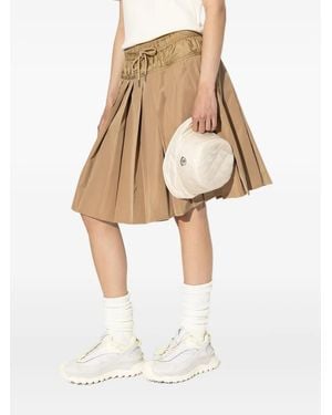 Moncler Drawstring-Waist Pleated Skirt - Natural