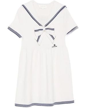 ShuShu/Tong Bow-Detail Sailor-Collar Mini Dress - White