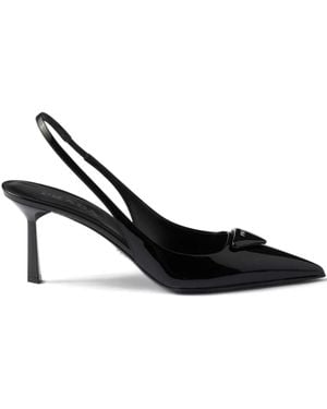 Prada Slingback Patent Leather Court Shoes - Black