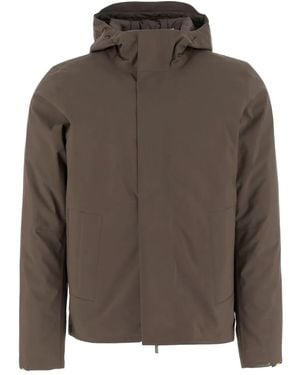 K-Way High-collar Adjustable-hood Coat - ブラウン