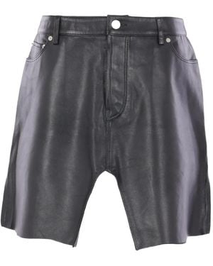 August Barron Side-Pockets Leather Shorts - Gray
