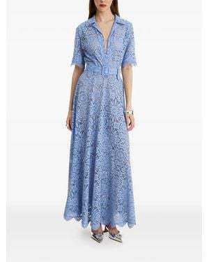 MOOS STUDIO Reverie Lace Belted Maxi Dress - Blue
