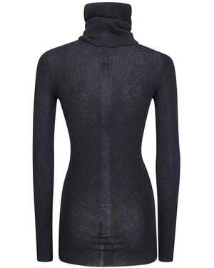 Rick Owens Ls Tube Ribbed-Knit Roll-Neck Jumper - Blue