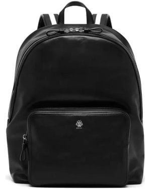 Bally Logo-Plaque Striped-Strap Backpack - Black