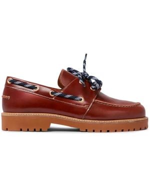 Claudie Pierlot Belem Leather Boat Shoes - Red