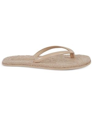 Ermanno Scervino Lace-Covered Patent-Leather Flip-Flops - Natural
