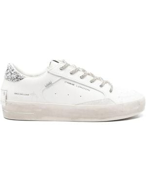Crime London Glitter Embellished Lace-Up Trainers - White