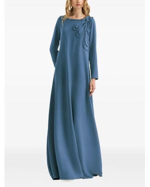 Gemy Maalouf Appliqué Long-Sleeve Dress - Blue