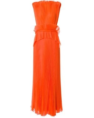 Alberta Ferretti Plissé Maxi Dress - Orange