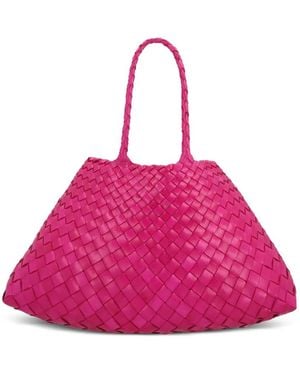 Dragon Diffusion Small Santa Croce Woven Shoulder Bag - Pink