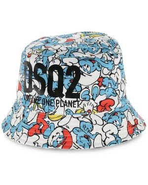 DSquared² X Smurfs Printed Bucket Hat - Blue