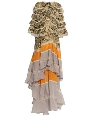 Etro Ruffled Leopard-Print Maxi Dress - White