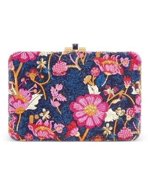 Judith Leiber Schmale Brokat-Clutch Mit Kristallen - Rot