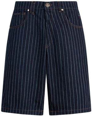 Philipp Plein Denim Shorts Pinstripe - Blue